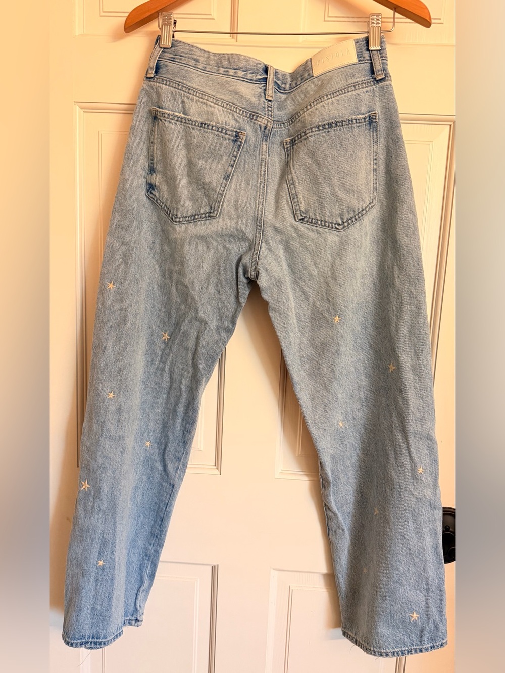 pistola Light Blue Straight-Leg Jeans with Gold Star Embroidery - Picture 4 of 6